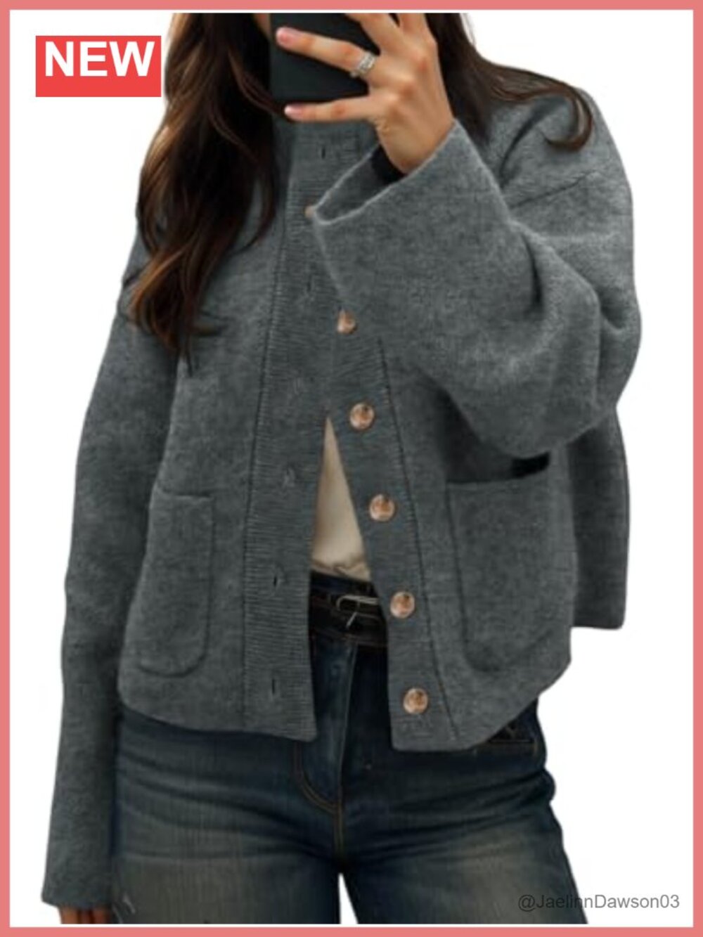 Chunky Knit Cardigan Button Down Open Front Sweater with Pockets